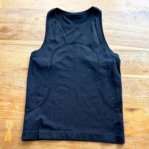 Black Sleeveless Tank Top - waist length higher neck